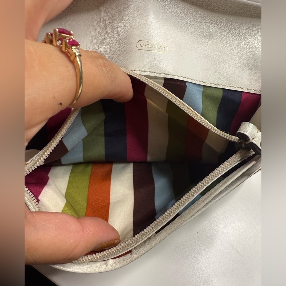 Coach Signature Patchwork Jacquard 65th Anniversary Trifold Wallet White Leather - Picture 6 of 15